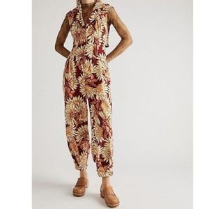 NWOT Free People Shasta Printed Courdoroy Jumpsuit One Piece